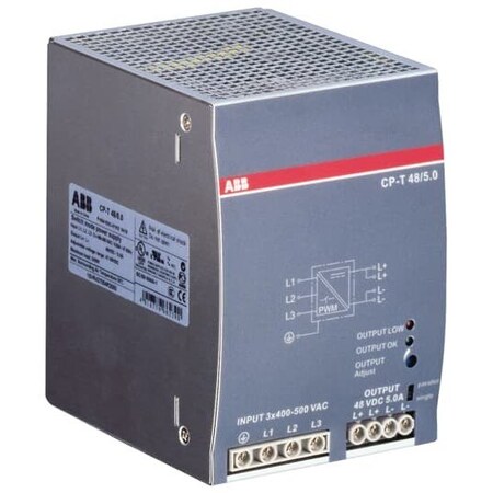 Abb DIN PWR SUPPLY 3PH IN, 340-575 V AC / 480-820 V DC, 48 V DC / 5 A OUT 1SVR427054R2000